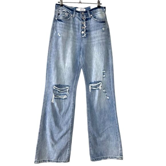 NWT 90s‎ Flare KanCan Button-fly Distressed Jeans Size 3 Tall - Picture 1 of 11
